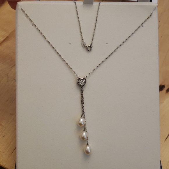 Silvef necklace with 3 pearls - Picture 2 of 3